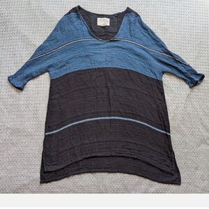 Ace & Jig Blue & Black V-Neck Tunic Top XS